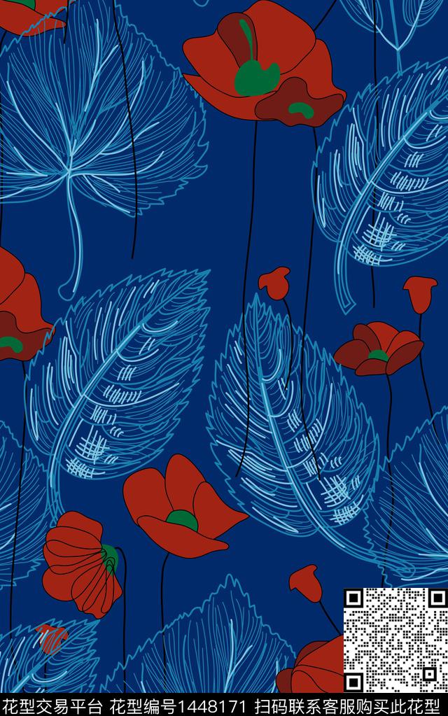 花卉大牌风印花传统印花华亿平台下载（图片编号: 1448171） - 瓦栏（Walan）