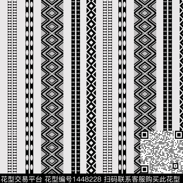 几何花卉大牌风数码印花华亿平台下载（图片编号: 1448228） - 瓦栏（Walan）