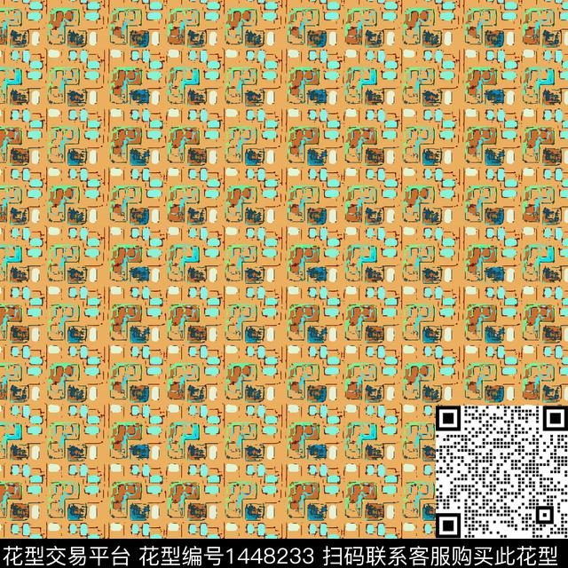 几何大牌风抽象传统印花华亿平台下载（图片编号: 1448233） - 瓦栏（Walan）