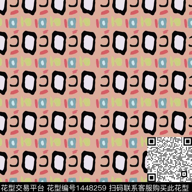 几何大牌风抽象传统印花华亿平台下载（图片编号: 1448259） - 瓦栏（Walan）