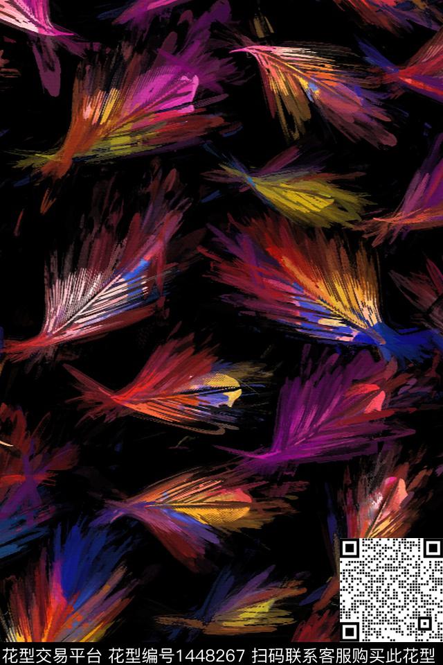 绿植树叶炫彩数码印花华亿平台下载（图片编号: 1448267） - 瓦栏（Walan）