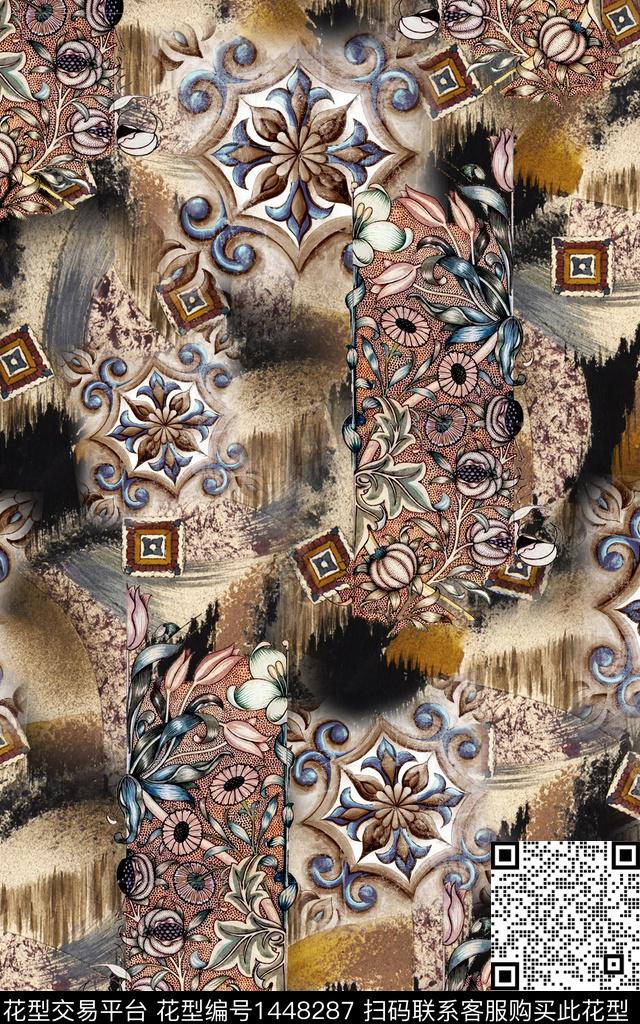 肌理数码华亿平台民族风数码印花华亿平台下载（图片编号: 1448287） - 瓦栏（Walan）