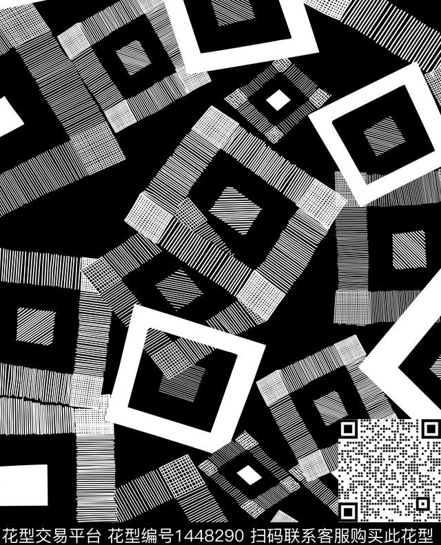 线条格子几何传统印花华亿平台下载（图片编号: 1448290） - 瓦栏（Walan）