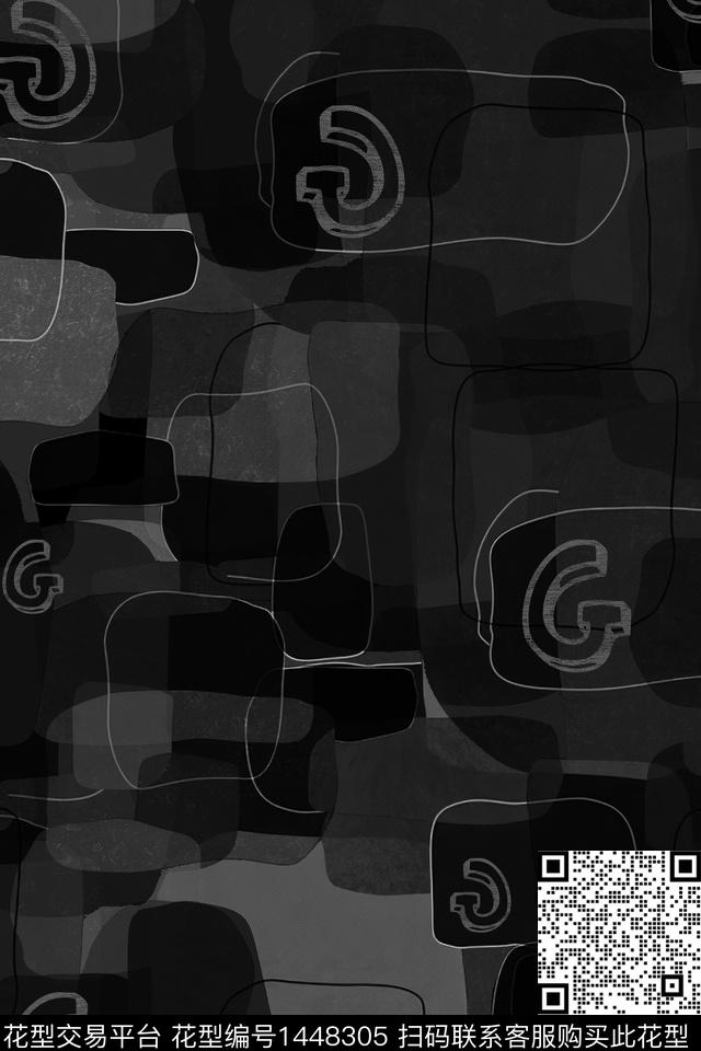 肌理几何字母数码印花华亿平台下载（图片编号: 1448305） - 瓦栏（Walan）