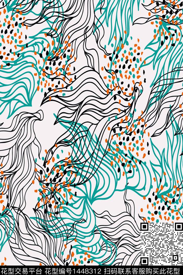 几何连衣裙年轻女性数码印花华亿平台下载（图片编号: 1448312） - 瓦栏（Walan）