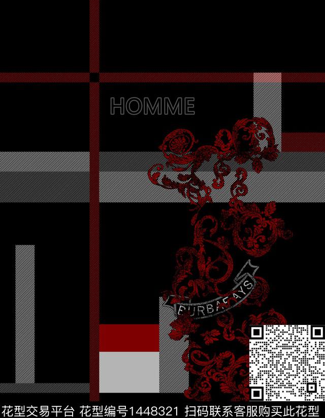 格子几何男装数码印花华亿平台下载（图片编号: 1448321） - 瓦栏（Walan）