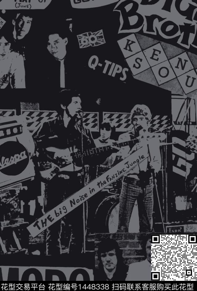 字母羽绒服印花黑白风传统印花华亿平台下载（图片编号: 1448338） - 瓦栏（Walan）