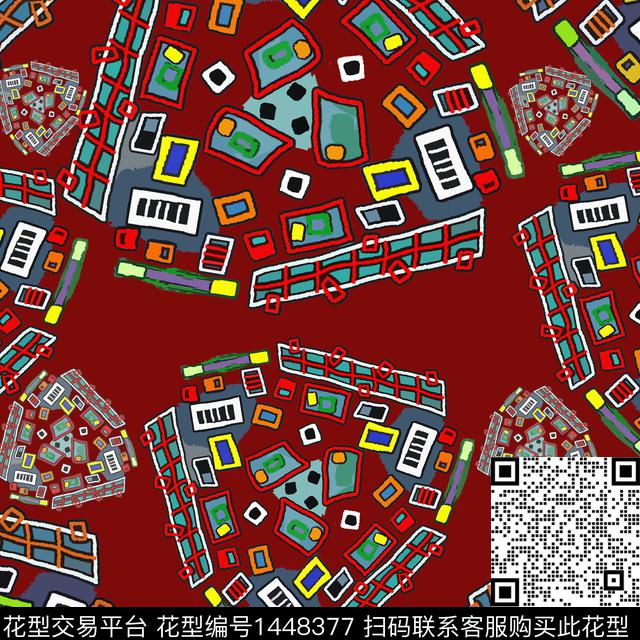 几何大牌风抽象传统印花华亿平台下载（图片编号: 1448377） - 瓦栏（Walan）