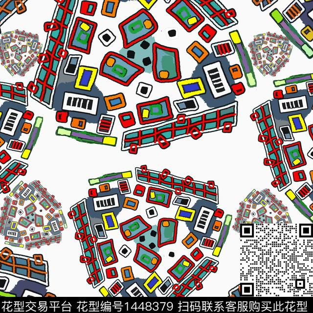 几何大牌风抽象传统印花华亿平台下载（图片编号: 1448379） - 瓦栏（Walan）
