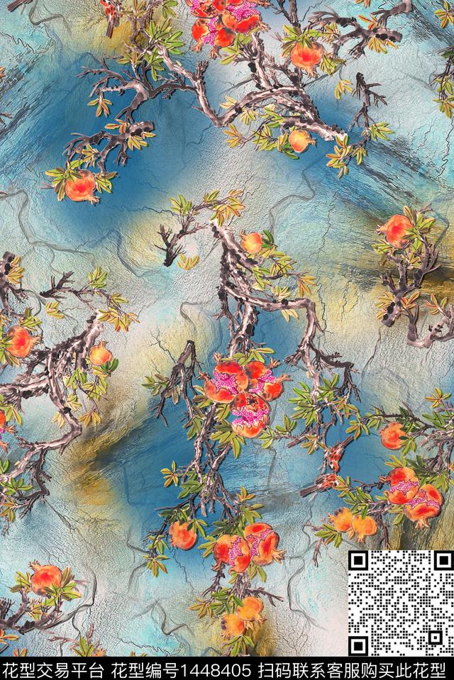 女装民族风花卉数码印花华亿平台下载（图片编号: 1448405） - 瓦栏（Walan）