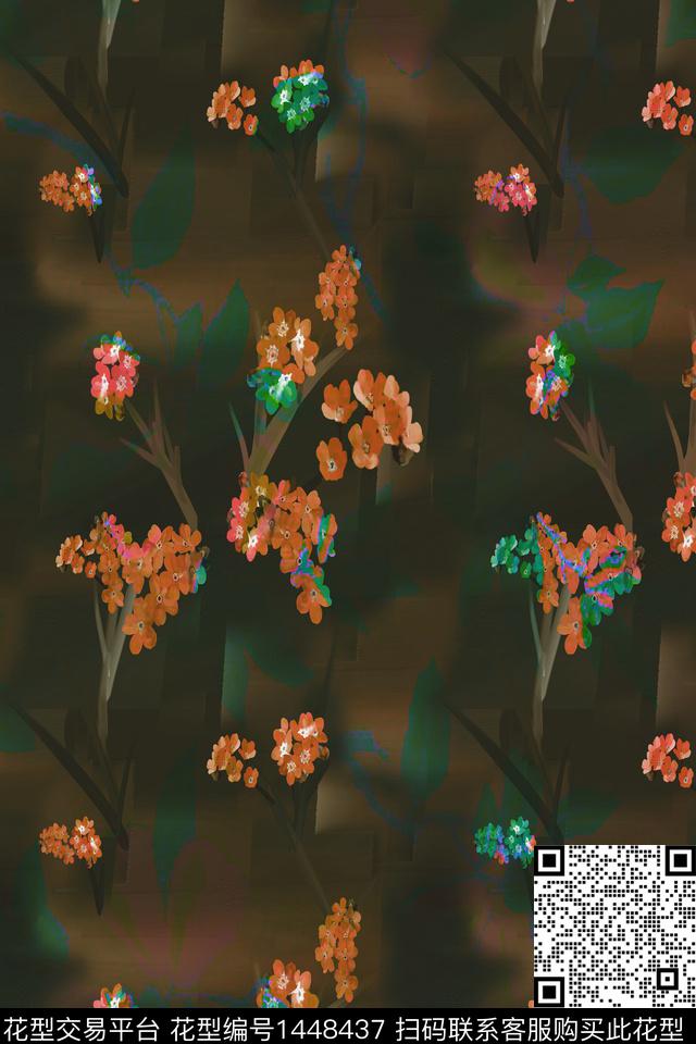 花卉香云纱中国风数码印花华亿平台下载（图片编号: 1448437） - 瓦栏（Walan）