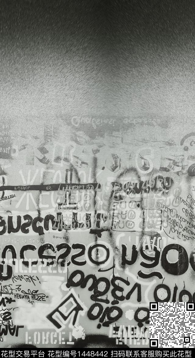 渐变字母牛仔印花数码印花华亿平台下载（图片编号: 1448442） - 瓦栏（Walan）