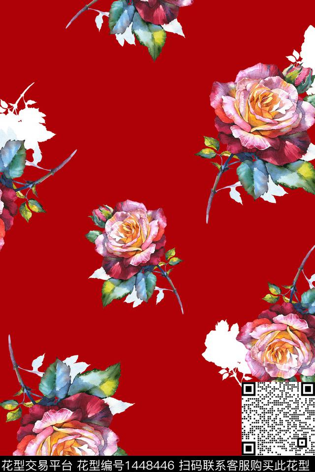 几何绿植树叶花卉数码印花华亿平台下载（图片编号: 1448446） - 瓦栏（Walan）