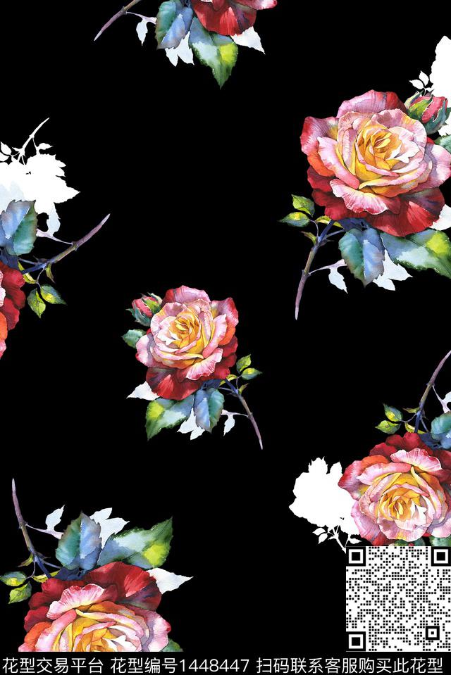 几何绿植树叶花卉数码印花华亿平台下载（图片编号: 1448447） - 瓦栏（Walan）