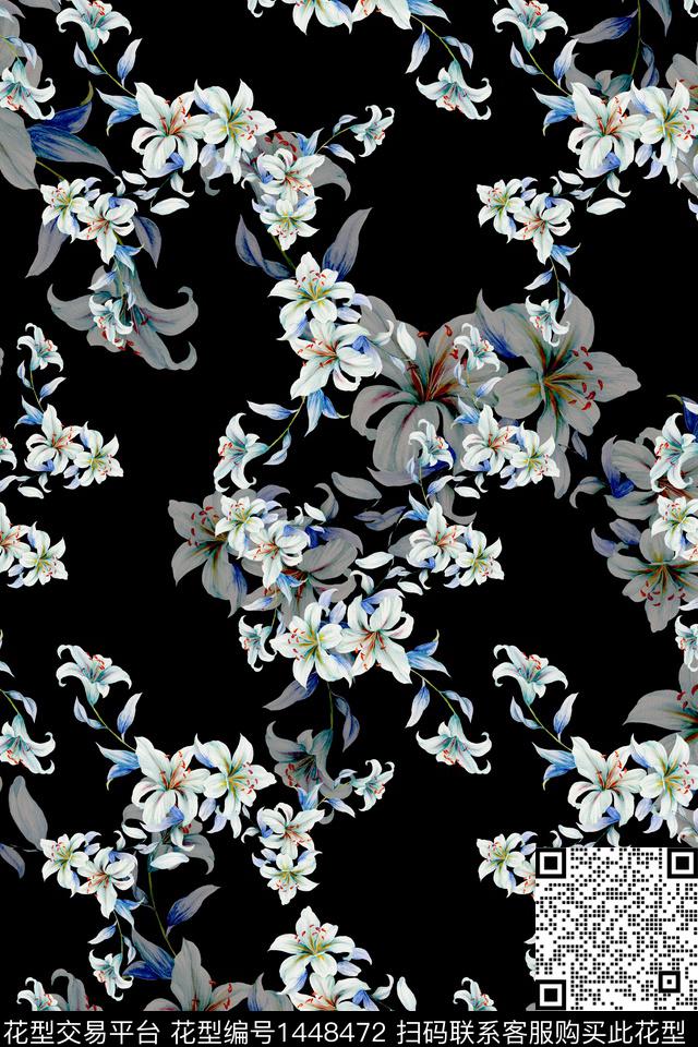 清爽底花卉花卉香云纱数码印花华亿平台下载（图片编号: 1448472） - 瓦栏（Walan）