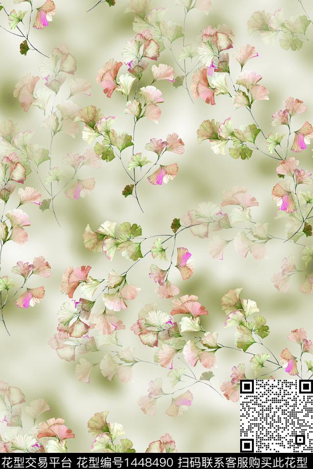 花卉小清新真丝数码印花华亿平台下载（图片编号: 1448490） - 瓦栏（Walan）