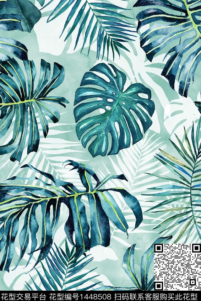 绿植树叶男装墙纸数码印花华亿平台下载（图片编号: 1448508） - 瓦栏（Walan）