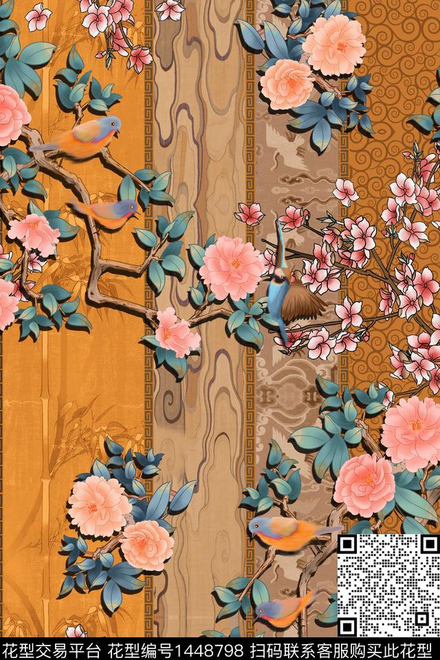 中国风真丝香云纱数码印花华亿平台下载（图片编号: 1448798） - 瓦栏（Walan）