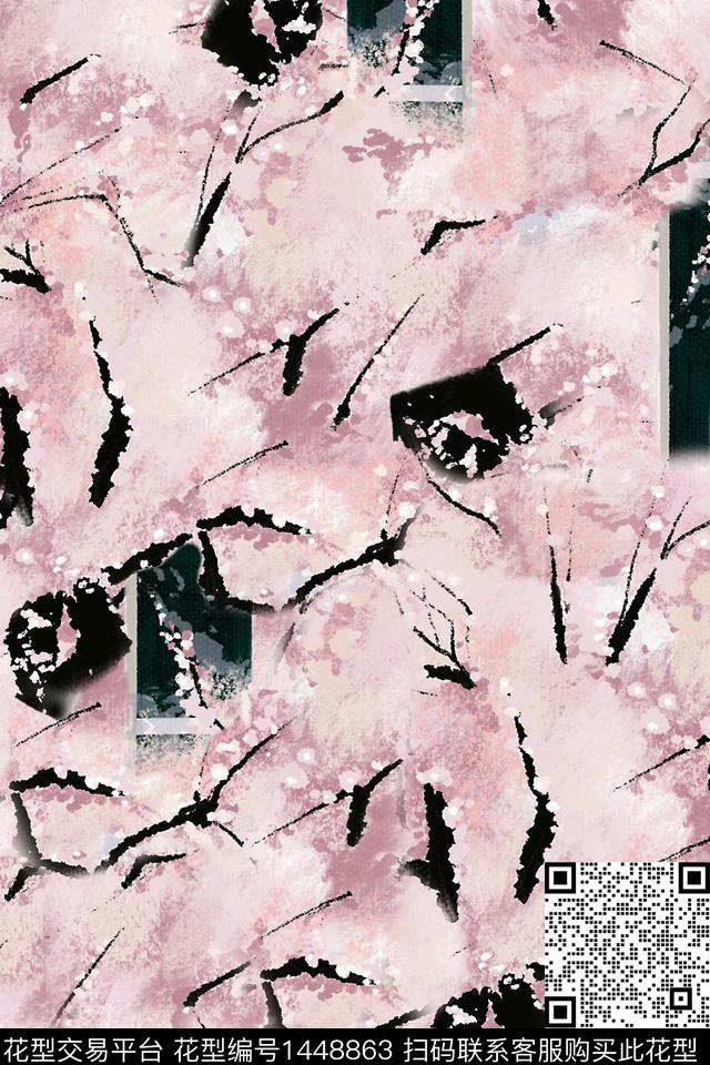 肌理树枝小清新数码印花华亿平台下载（图片编号: 1448863） - 瓦栏（Walan）