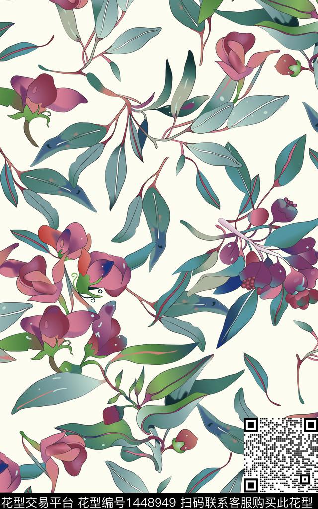 日韩花卉大牌风传统印花华亿平台下载（图片编号: 1448949） - 瓦栏（Walan）