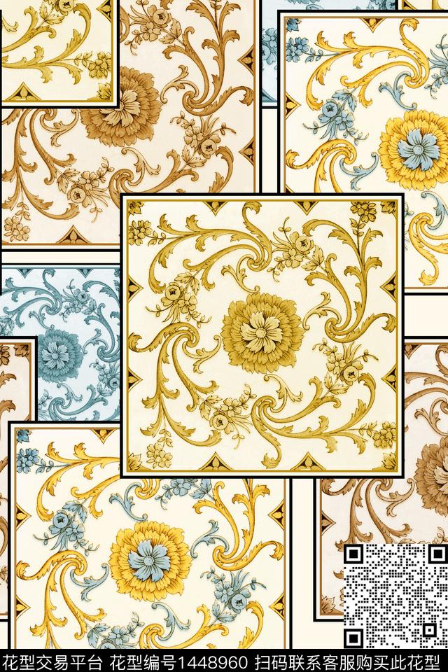 传统纹样复古大牌风传统印花华亿平台下载（图片编号: 1448960） - 瓦栏（Walan）