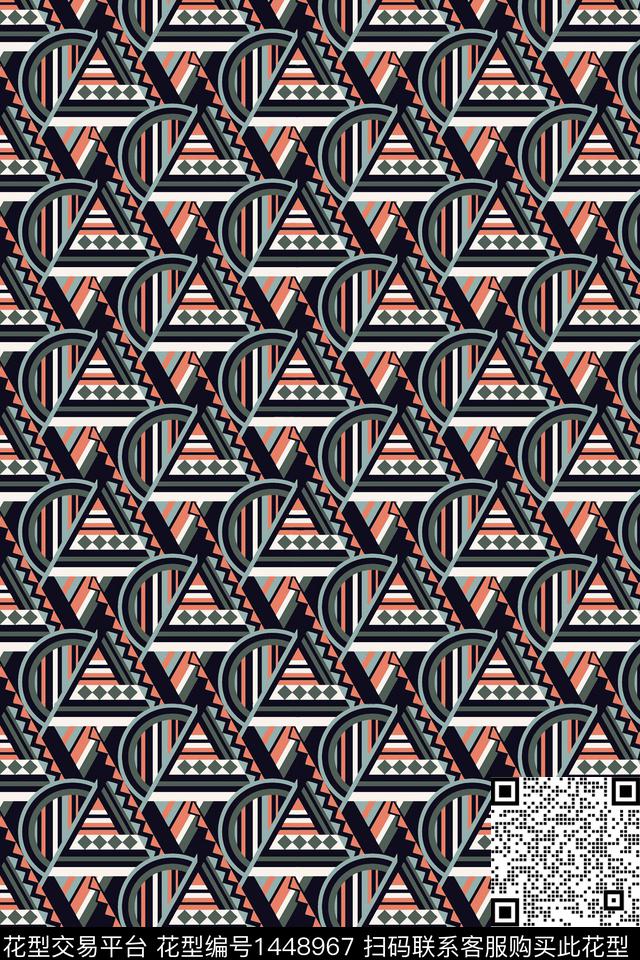 几何满版散花几何男装数码印花华亿平台下载（图片编号: 1448967） - 瓦栏（Walan）