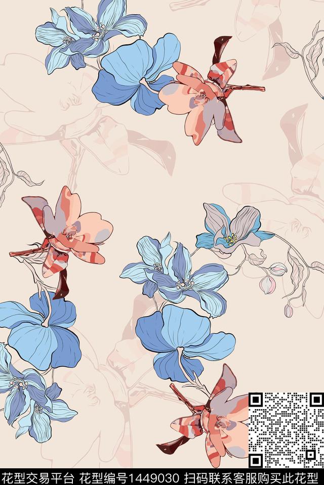 连衣裙数码华亿平台棉麻数码印花华亿平台下载（图片编号: 1449030） - 瓦栏（Walan）