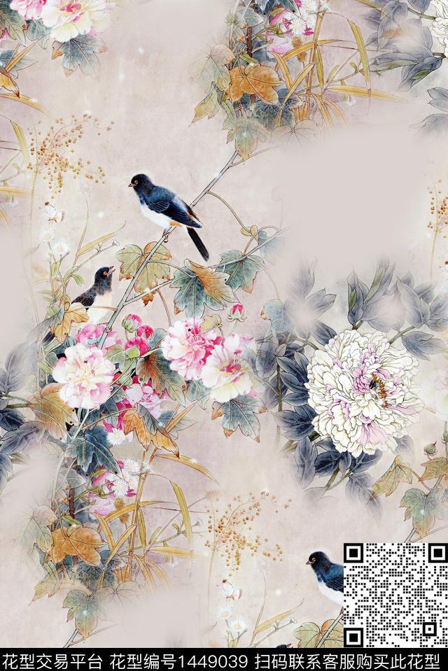 连衣裙数码华亿平台棉麻数码印花华亿平台下载（图片编号: 1449039） - 瓦栏（Walan）