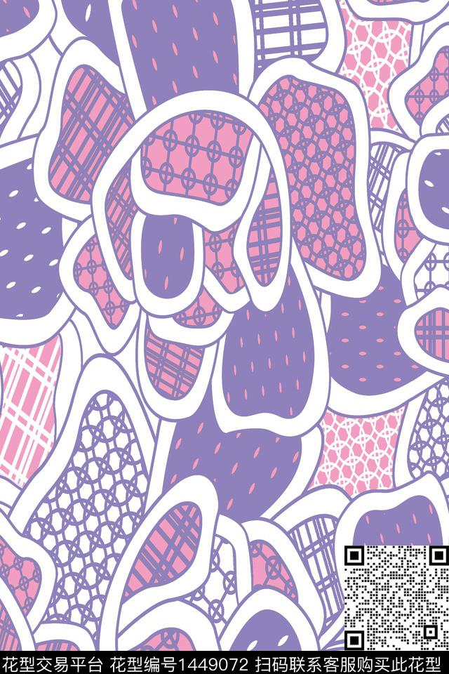 格子几何趣味数码印花华亿平台下载（图片编号: 1449072） - 瓦栏（Walan）