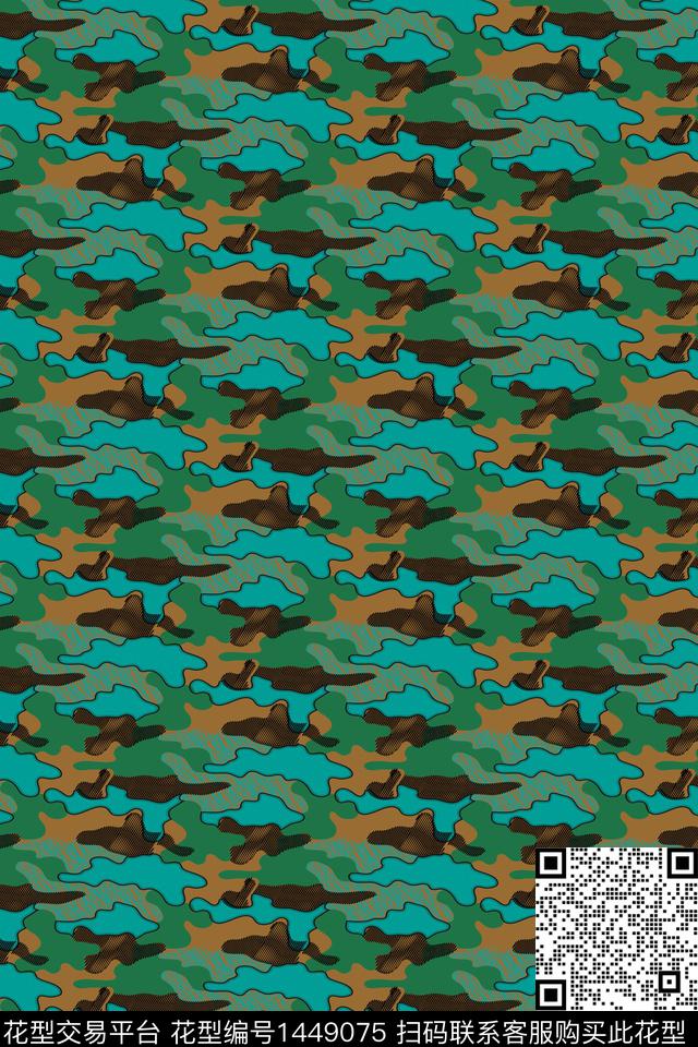 大牌风男装满版花绿色数码印花华亿平台下载（图片编号: 1449075） - 瓦栏（Walan）