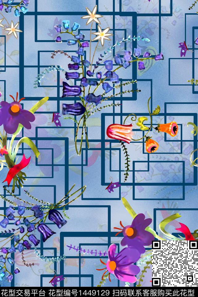 几何香云纱大牌风数码印花华亿平台下载（图片编号: 1449129） - 瓦栏（Walan）