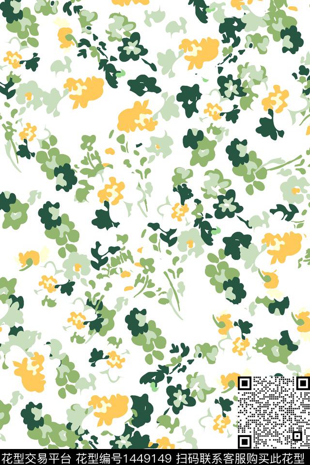 花卉大牌风小清新数码印花华亿平台下载（图片编号: 1449149） - 瓦栏（Walan）