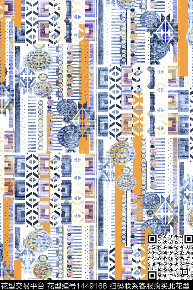 肌理几何抽象花卉数码印花华亿平台下载（图片编号: 1449168） - 瓦栏（Walan）