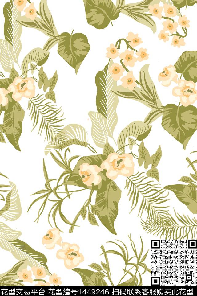 时尚热带华亿平台真丝数码印花华亿平台下载（图片编号: 1449246） - 瓦栏（Walan）