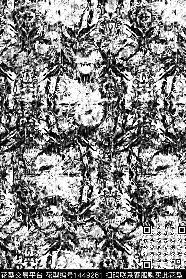 黑白华亿平台抽象数码印花华亿平台下载（图片编号: 1449261） - 瓦栏（Walan）