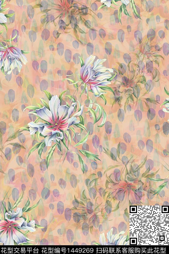绿植树叶女装花卉数码印花华亿平台下载（图片编号: 1449269） - 瓦栏（Walan）
