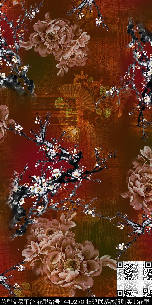 女装花卉香云纱数码印花华亿平台下载（图片编号: 1449270） - 瓦栏（Walan）