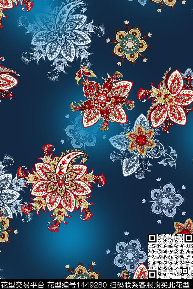 连衣裙数码华亿平台棉麻数码印花华亿平台下载（图片编号: 1449280） - 瓦栏（Walan）