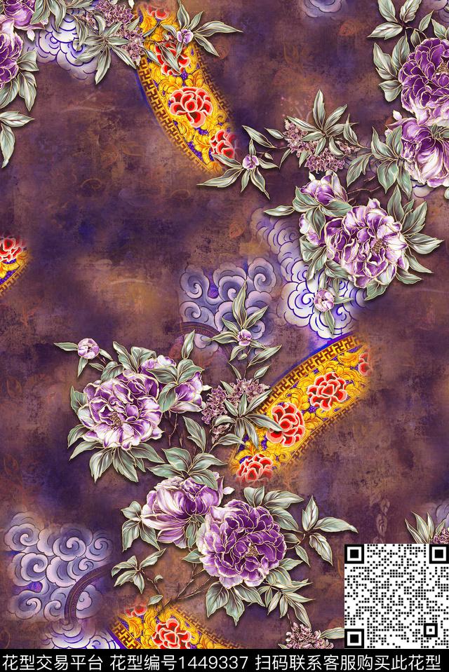 连衣裙数码华亿平台棉麻数码印花华亿平台下载（图片编号: 1449337） - 瓦栏（Walan）