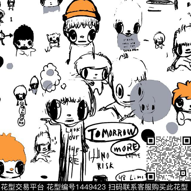 字母可爱娃娃传统印花华亿平台下载（图片编号: 1449423） - 瓦栏（Walan）