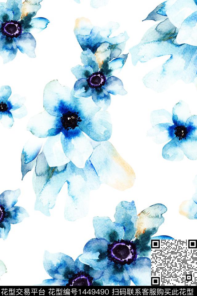 清爽底花卉花卉大牌风数码印花华亿平台下载（图片编号: 1449490） - 瓦栏（Walan）