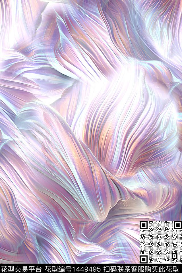 肌理几何抽象花卉数码印花华亿平台下载（图片编号: 1449495） - 瓦栏（Walan）