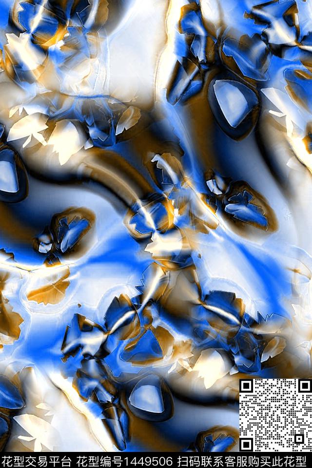 时尚抽象真丝数码印花华亿平台下载（图片编号: 1449506） - 瓦栏（Walan）