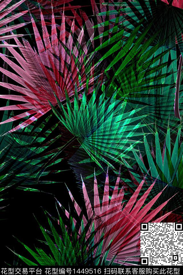 时尚热带华亿平台真丝数码印花华亿平台下载（图片编号: 1449516） - 瓦栏（Walan）