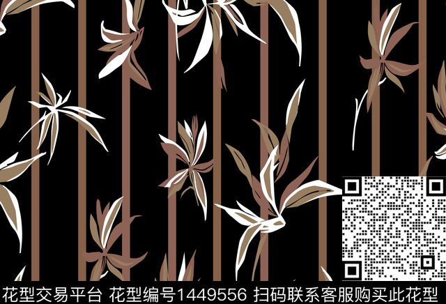 花卉抽象条纹传统印花华亿平台下载（图片编号: 1449556） - 瓦栏（Walan）
