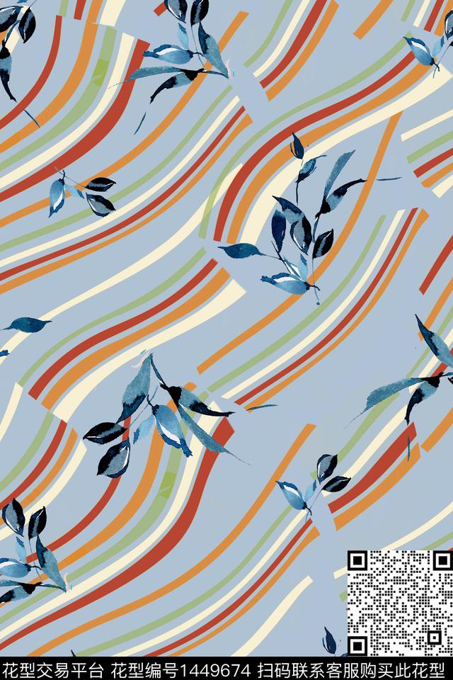 线条肌理几何数码印花华亿平台下载（图片编号: 1449674） - 瓦栏（Walan）