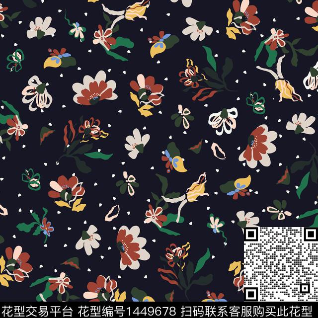 花卉大牌风抽象数码印花华亿平台下载（图片编号: 1449678） - 瓦栏（Walan）