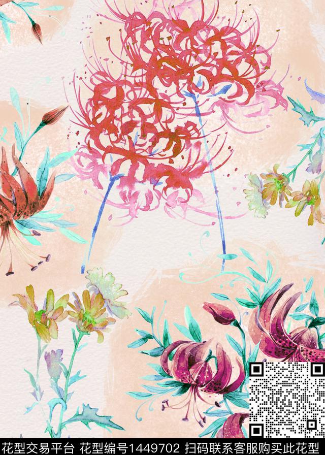 绿植树叶数码华亿平台花卉数码印花华亿平台下载（图片编号: 1449702） - 瓦栏（Walan）