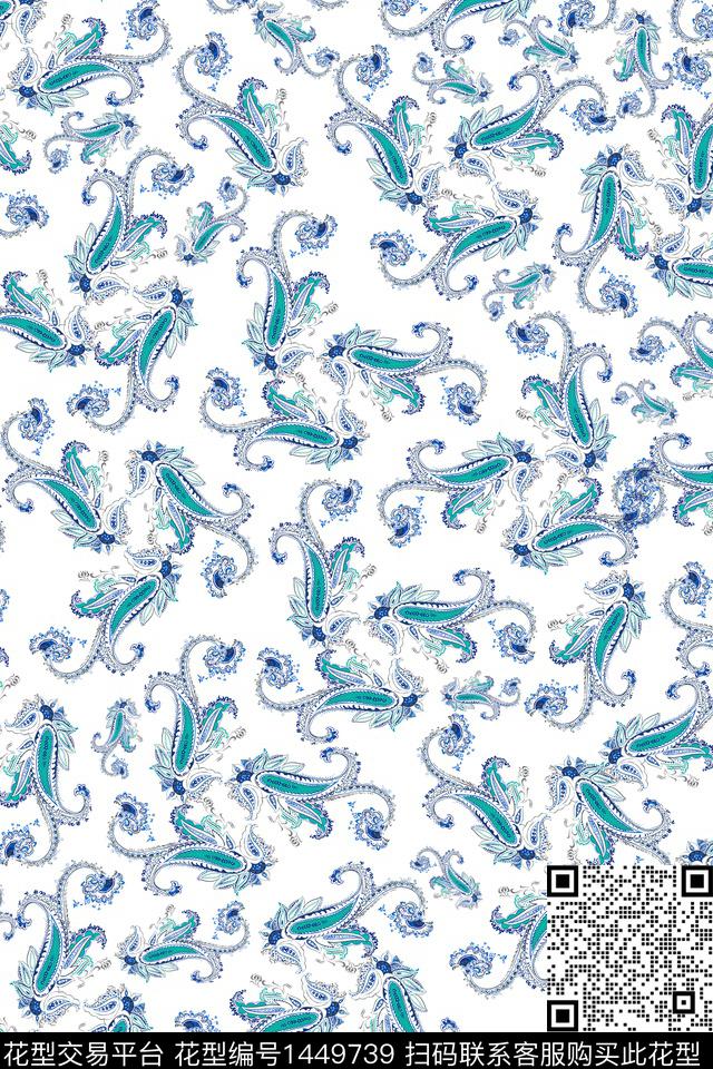 几何传统纹样佩斯利数码印花华亿平台下载（图片编号: 1449739） - 瓦栏（Walan）
