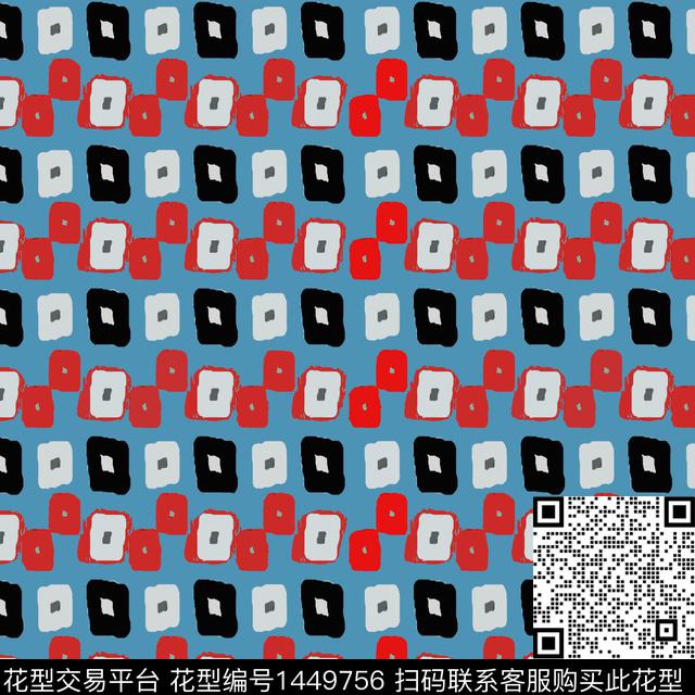 格子几何大牌风传统印花华亿平台下载（图片编号: 1449756） - 瓦栏（Walan）